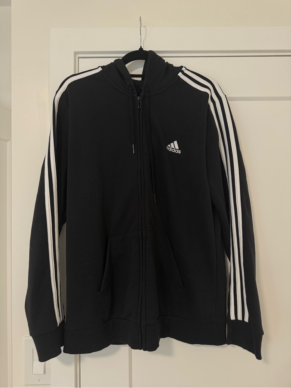 adidas Black Hoodie with White Logo Tag